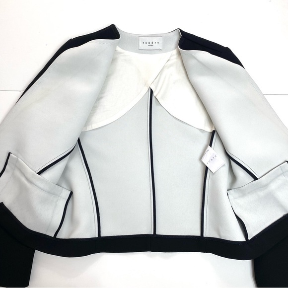 SANDRO Paris White Lapels Blazer Jackets in Black - Picture 7 of 10